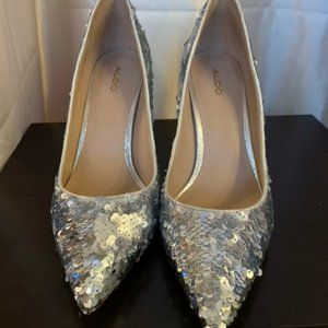 size 9B silver High heels 4 inch